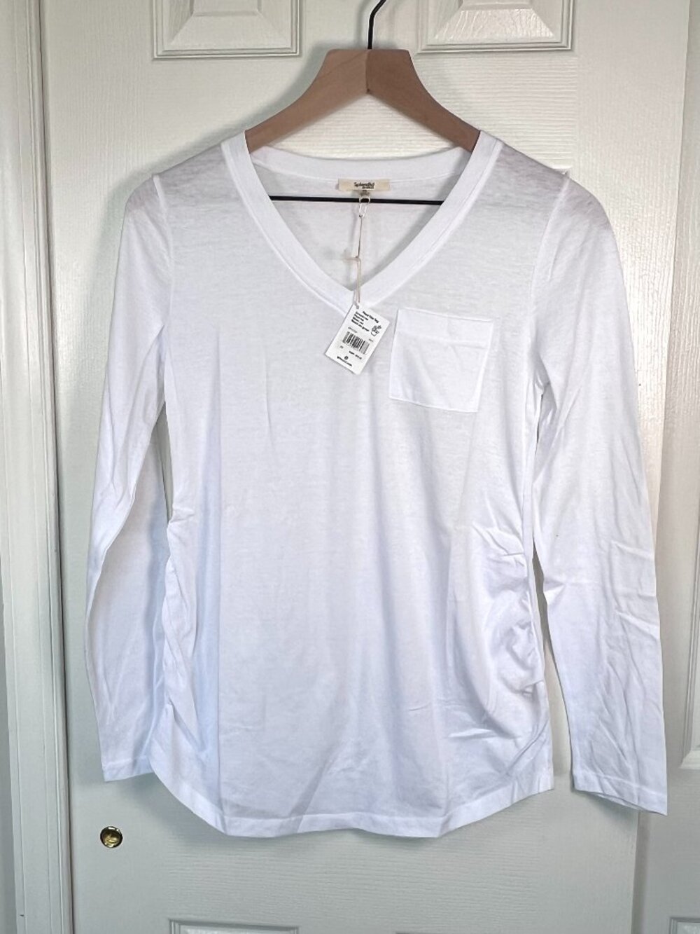 Splendid Maternity White Long Sleeve Stretch Pocket Size XS